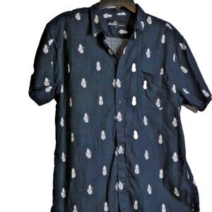 Molokai Surf Co. Men Shirt Size XL Black Pineapples Hawaiian Cotton Short Sleeve